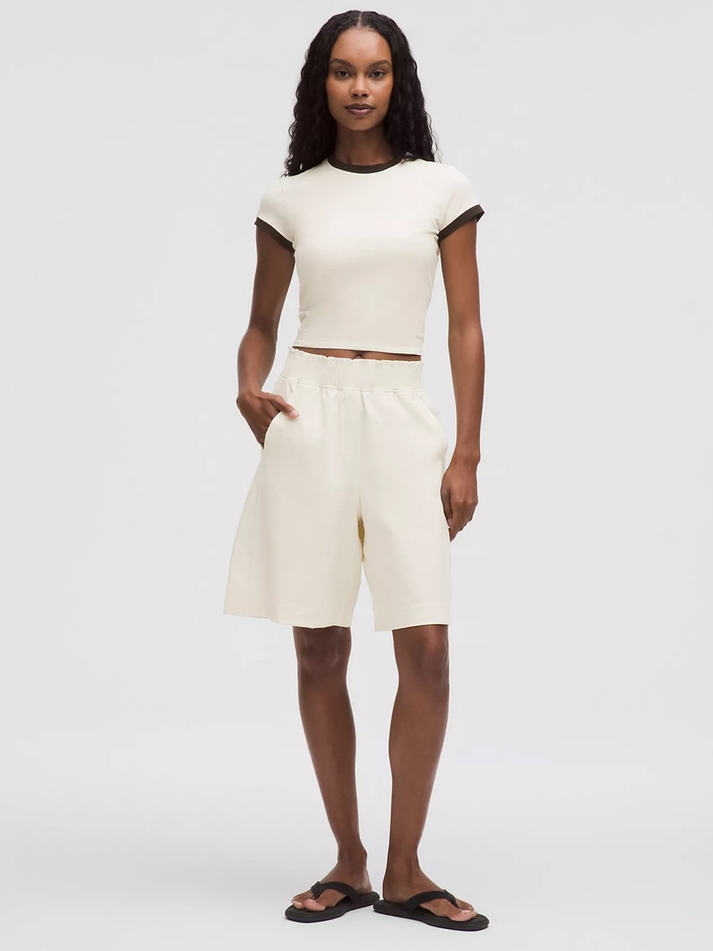 Women's lululemon Cream Elastic-Waist Long Shorts